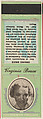 Virginia Bruce from Movie Stars Match Cover design series (U21) issued by Diamond Match Company, The Diamond Match Company American, Printed matchbook