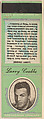 Larry Crabbe from Movie Stars Match Cover design series (U21) issued by Diamond Match Company, The Diamond Match Company American, Printed matchbook