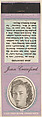 Joan Crawford from Movie Stars Match Cover design series (U21) issued by Diamond Match Company, The Diamond Match Company American, Printed matchbook