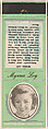 Myrna Loy from Movie Stars Match Cover design series (U21) issued by Diamond Match Company, The Diamond Match Company American, Printed matchbook