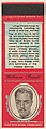 William Powell from Movie Stars Match Cover design series (U21) issued by Diamond Match Company, The Diamond Match Company American, Printed matchbook