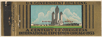 U.S. Government Building from A Century of Progress International Exposition, Chicago 1933 Match Cover series (U31), The Diamond Match Company American, Printed matchbook