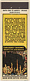Totem Poles, Big Room from Carlsbad Caverns, Souvenir Views Match Cover series (U40.2), Match Corporation of America  American, Printed matchbook