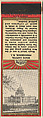Capitol of Rhode Island from New England, Souvenir Views Match Cover series (U40.7), The Diamond Match Company American, Printed matchbook