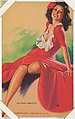 Sitting Pretty from Artist Pinup Girls series (W424), International Mutoscope Reel Company, Commercial color lithograph