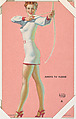 Aiming to Please from Hot'Cha Girls series (W424), International Mutoscope Reel Company, Commercial color lithograph