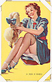 A Peek-A'-Knees from Glamour Girls series (W424), International Mutoscope Reel Company, Commercial color lithograph