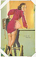 A Lad-Her Problem from All American Girls series (W424), International Mutoscope Reel Company, Commercial color lithograph
