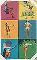 Six-Up panel from Pin-Up Girls series (W424), International Mutoscope Reel Company, Commercial color lithograph