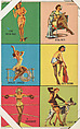 Six-Up panel from Pin-Up Girls series (W424), International Mutoscope Reel Company, Commercial color lithograph