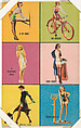 Six-Up panel from Pin-Up Girls series (W424), International Mutoscope Reel Company, Commercial color lithograph