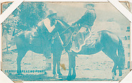 Cowboy breaking ponies from Indians and Western Historical Scenes series (W417), Exhibit Supply Company  American, Commercial color photolithograph