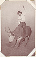 Cowboy riding bull from Indians and Western Historical Scenes series (W417), Commercial color photolithograph