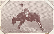 Cowboy riding bull from Indians and Western Historical Scenes series (W417), Commercial color photolithograph