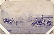 Indians attacking outpost from Indians and Western Scenes series (W417), Commercial color photolithograph
