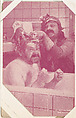 Washing hair in bathtub from Scenes from Movies Exhibit Cards series (W404), Exhibit Supply Company  American, Commercial color photolithograph