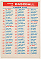 Baseball Checklist, Series 2/4, from the "1956 Topps Regular Issue" series (R414-11), issued by Topps Chewing Gum Company, Topps Chewing Gum Company  American, Commercial color lithograph
