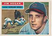 Jim Hegan, Catcher, Cleveland Indians, from the "1956 Topps Regular Issue" series (R414-11), issued by Topps Chewing Gum Company, Topps Chewing Gum Company  American, Commercial color lithograph
