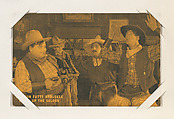 Two-Gun Fatty Arbuckle holds up the saloon from Western Stars or Scenes Exhibit Cards series (W412), Exhibit Supply Company  American, Commercial color photolithograph