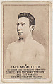 Card 9, Jack McAuliffe, from the Prizefighters series (N269) issued by P. Lorillard Company to promote Mechanics Delight Long Cut Tobacco, P. Lorillard Company  American, Commercial color lithograph