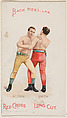 Back Heel, L.P.R., Jake Kilrain and Jem Smith, from the Boxing Positions and Boxers series (N266) issued by P. Lorillard Company to promote Red Cross Long Cut Tobacco, P. Lorillard Company  American, Commercial color lithograph