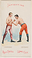 Infighting, Joe Goddard and Joe Chovinski, from the Boxing Positions and Boxers series (N266) issued by P. Lorillard Company to promote Red Cross Long Cut Tobacco, P. Lorillard Company  American, Commercial color lithograph