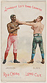 Straight Left Hand Counter, Peter Jackson and Fred Slavin, from the Boxing Positions and Boxers series (N266) issued by P. Lorillard Company to promote Red Cross Long Cut Tobacco, P. Lorillard Company  American, Commercial color lithograph
