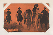 Jack Hoxie with Cowboys Chasing a Band of Indians from Western Stars or Scenes Exhibit Cards series (W412), Exhibit Supply Company  American, Commercial color photolithograph