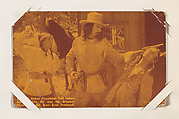 Wild Bill Hickok Dispatches Two Indian Raids from Western Stars or Scenes Exhibit Cards series (W412), Exhibit Supply Company  American, Commercial color photolithograph