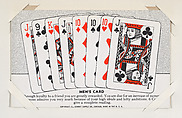 Men's Card from Exhibit Playing Cards Poker Hands (W437), Exhibit Supply Company American, Commercial color photolithograph