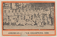 Team portrait of 1909 American League Champions from the Baseball Players set (W500) (Orange Borders), Commercial photolithograph