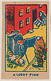 "A Lucky Find" trade card from the Charlie Chaplin series (W539), Universal Toy & Novelty Manufacturing Company  American, Commercial color lithograph reproducing drawing