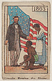 Lincoln Freeing the Slaves 1863 trade card (W500), Mayfair Novelty Co., Commercial color lithograph reproducing drawing