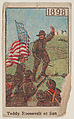 Teddy Roosevelt at San Juan 1898 trade card (W500), Mayfair Novelty Co., Commercial color lithograph reproducing drawing