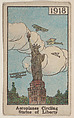 Aeroplanes Circling Statue of Liberty 1918 trade card (W500), Mayfair Novelty Co., Commercial color lithograph reproducing drawing