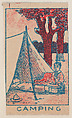 Camping trade card (W500), Mayfair Novelty Co., Commercial color lithograph reproducing drawing