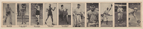 Uncut Baseball strip cards with Boxing cards (W572), Commercial photolithograph