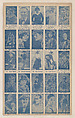 Uncut blue-toned strip cards (W511), Commercial photolithograph tinted blue