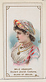 Belle Urquhart in ancient Jewish costume, Island of Ceylon, from the set Actors and Actresses, First Series (N70) for Duke brand cigarettes, W. Duke, Sons & Co.  American, Commercial color lithograph