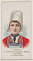Modjeska in French Peasant Bridal Costume of Kerfeunteun, from the set Actors and Actresses, First Series (N70) for Duke brand cigarettes, W. Duke, Sons & Co. American, Commercial color lithograph