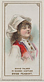 Minnie Palmer in the Modern Costume of a Swiss Peasant, from the set Actors and Actresses, First Series (N70) for Duke brand cigarettes, W. Duke, Sons & Co. American, Commercial color lithograph