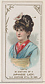 Lotta in the Costume of a Japanese Lady, from the set Actors and Actresses, First Series (N70) for Duke brand cigarettes, W. Duke, Sons & Co. American, Commercial color lithograph