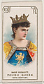 Marie Prescott Dressed as Polish Queen of the 14th Century, from the set Actors and Actresses, Second Series (N71) for Duke brand cigarettes, W. Duke, Sons & Co. American, Commercial color lithograph
