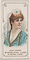 Leslie Chester Dressed as Musselman Lady of Smyrna, Turkey, from the set Actors and Actresses, Second Series (N71) for Duke brand cigarettes, W. Duke, Sons & Co. American, Commercial color lithograph