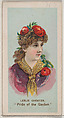 Leslie Chester as "Pride of the Garden," from the series Fancy Dress Ball Costumes (N73) for Duke brand cigarettes, Knapp & Company American, Commercial color lithograph