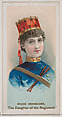 Maude Branscomb as "The Daughter of the Regiment," from the series Fancy Dress Ball Costumes (N73) for Duke brand cigarettes, W. Duke, Sons & Co.  American, Commercial color lithograph