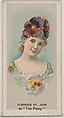 Florence St. John as "The Pansy," from the series Fancy Dress Ball Costumes (N73) for Duke brand cigarettes, W. Duke, Sons & Co. American, Commercial color lithograph