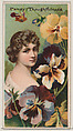 Pansy: Thoughtfulness, from the series Floral Beauties and Language of Flowers (N75) for Duke brand cigarettes, American Tobacco Company, Commercial color lithograph