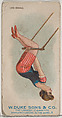 Leg Swing, from the Gymnastic Exercises series (N77) for Duke brand cigarettes, W. Duke, Sons & Co.  American, Commercial color lithograph