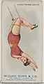 Flying Trapeze Leg Fly, from the Gymnastic Exercises series (N77) for Duke brand cigarettes, W. Duke, Sons & Co.  American, Commercial color lithograph